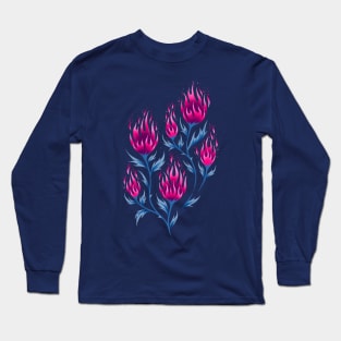 Fire Flower - Dark Pink Long Sleeve T-Shirt